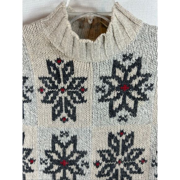Eddie Bauer Wool Angora Nordic Snowflake Sweater Women’s M Beige Gray Fair Isle - Picture 7 of 8